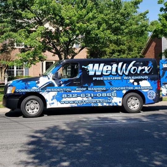Commercial pressure washing van wrap for WetWorx