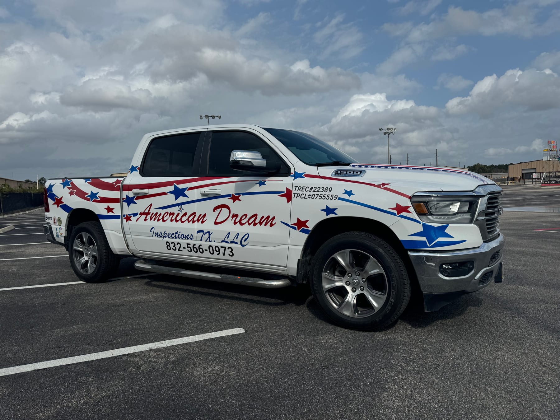 Home services pickup truck graphics with patriotic branding